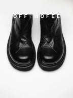 Botas Martin plissadas em pele de cavalo lavada em pele de cavalo, botas Martin plissadas de dedo grande, biqueira preta com plataforma elevada, botins masculinos e femininos