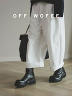 Botas Martin plissadas em pele de cavalo lavada em pele de cavalo, botas Martin plissadas de dedo grande, biqueira preta com plataforma elevada, botins masculinos e femininos